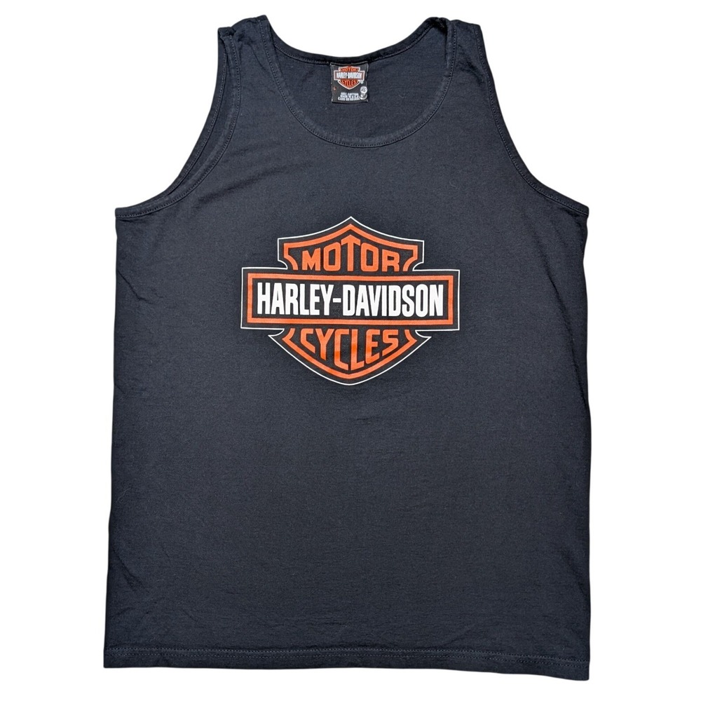 Harley Davidson Black Tank Large Ats Paris Bastille France Graphic Sleeveless